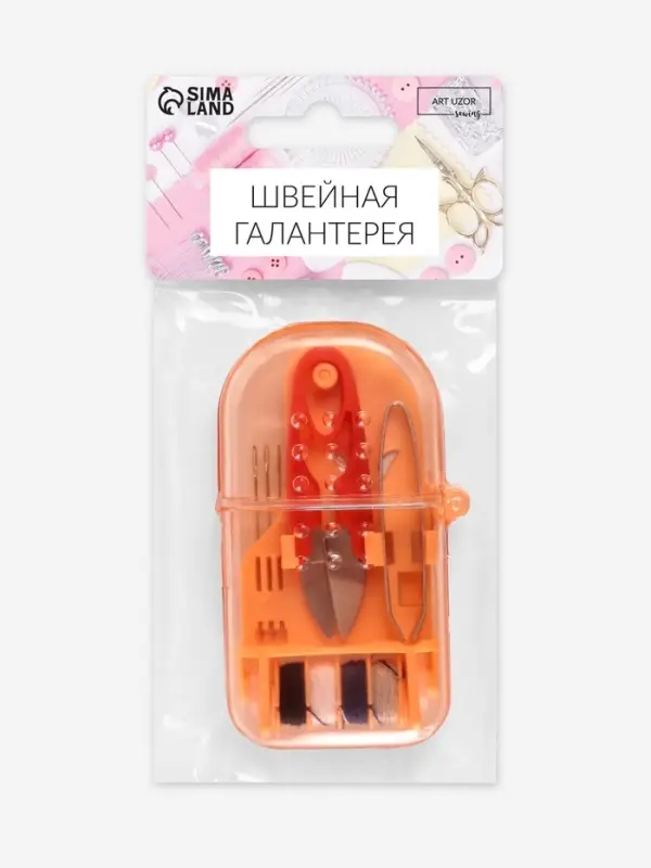 Швейный набор дорожный, 12 предметов, в футляре, 4.2&times;8 см, МИКС