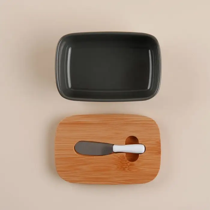 Маслёнка SL Home &laquo;Каса Перфекто&raquo;, с ножом для масла, бамбуковая крышка, 15&times;10&times;5.5 см