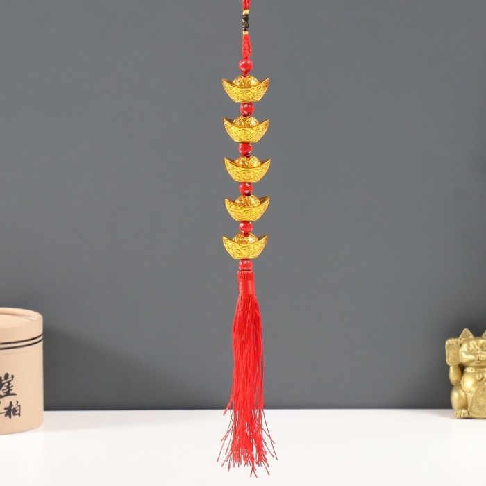 Подвеска пластик, текстиль Подвеска пластик, текстиль "Слитки ямб" 5 шт 1,7х3,3х36 см