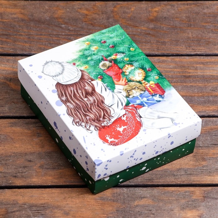 Новый год. Коробка подарочная новогодняя складная, Новый год. Коробка подарочная новогодняя складная, "Счастья", 16,5 х 12,5 х 5,2 см