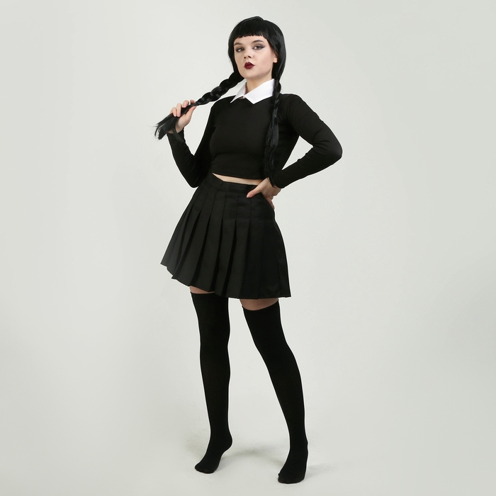 Карнавальный набор «Мрачная девчонка», р. XXS: парик, юбка, чулки, воротник Карнавальный набор «Мрачная девчонка», р. XXS: парик, юбка, чулки, воротник