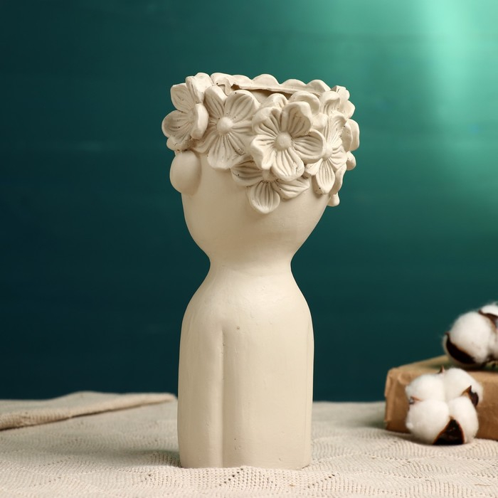 Кашпо - ваза Кашпо - ваза "Мальчик с венком" бежевое, 23*10*12см