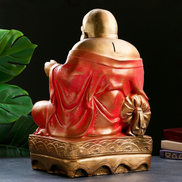 Копилка Копилка "Хотей сидя большой" бронза, красный, 32х25х51см