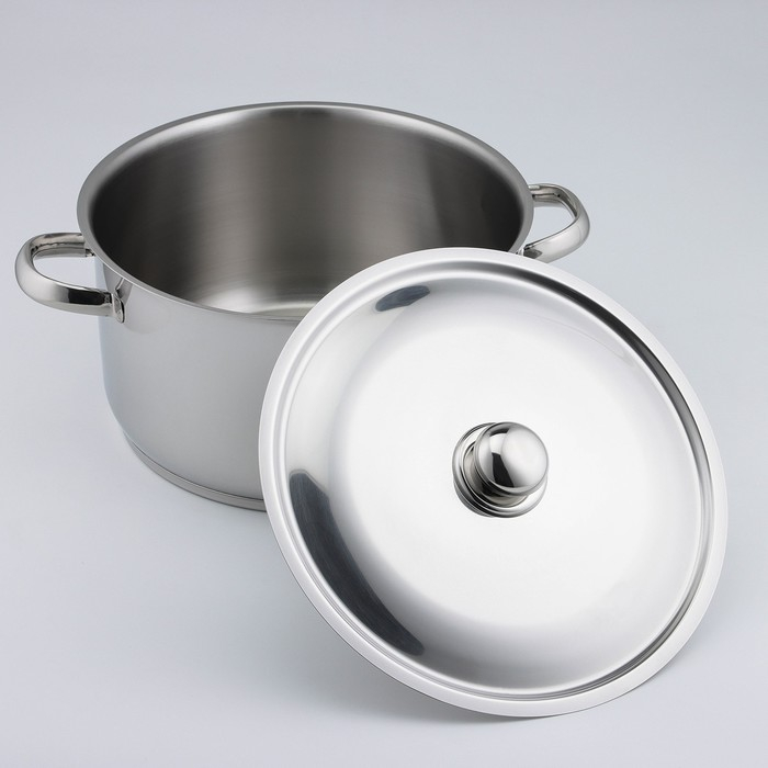 Кастрюля цельнотянутая, 9 л, d=28 см, капсульное дно, индукция Кастрюля цельнотянутая, 9 л, d=28 см, капсульное дно, индукция