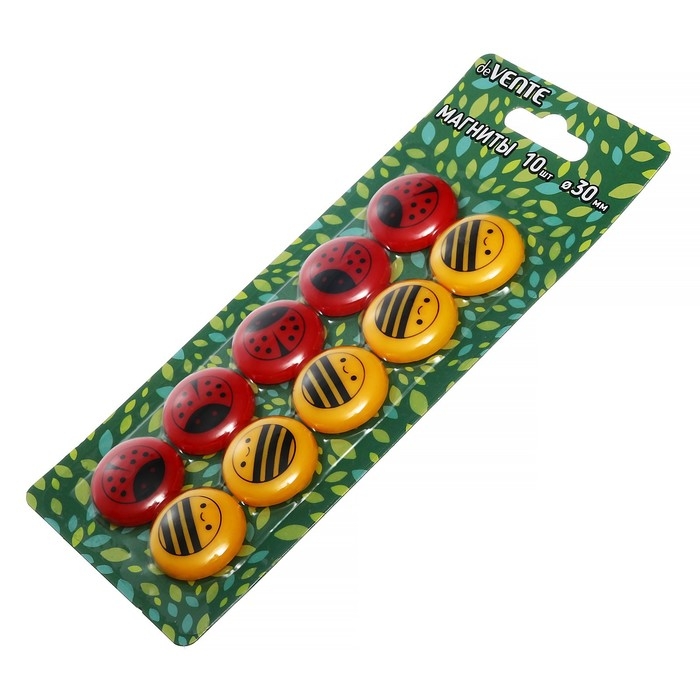 Магниты для досок с дизайном 30 мм, 10 штук, deVENTE Funny bugs, в картонном блистере Магниты для досок с дизайном 30 мм, 10 штук, deVENTE Funny bugs, в картонном блистере