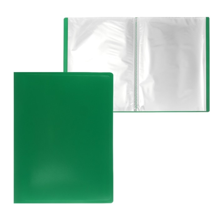 Папка с 60 вкладышами А4, 500 мкм, Calligrata, текстура Папка с 60 вкладышами А4, 500 мкм, Calligrata, текстура "песок", зелёная