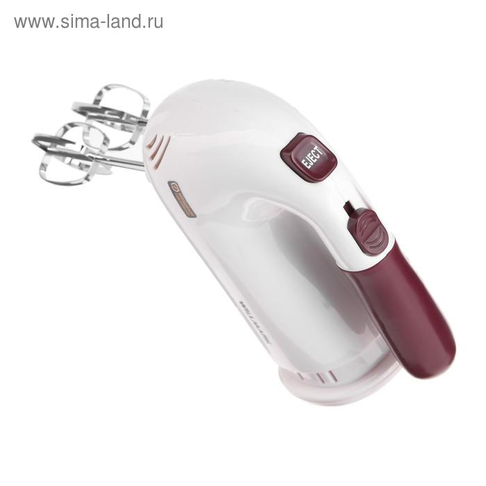 Миксер WILLMARK WHM-6023ST, ручной, 400 Вт, 5 скоростей, 2 насадки, подставка бордо Миксер WILLMARK WHM-6023ST, ручной, 400 Вт, 5 скоростей, 2 насадки, подставка бордо