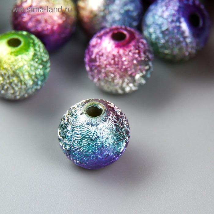Бусины для творчества пластик Бусины для творчества пластик "Шершавый шарик бензинового цвета" набор 10 гр d=1 см