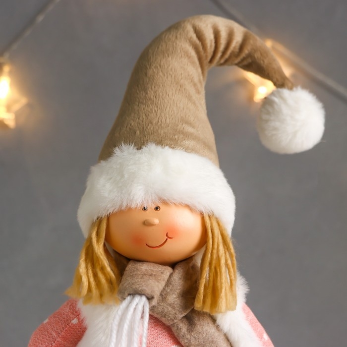 Кукла интерьерная Кукла интерьерная "Мальчик в белой жилетке и бежевом колпаке" 48х10х15 см