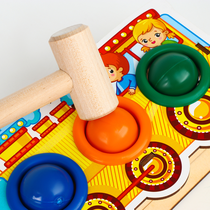 Стучалка-сортер «Паровоз», с молотком, МИКС, шарики: 3 см Стучалка-сортер «Паровоз», с молотком, МИКС, шарики: 3 см