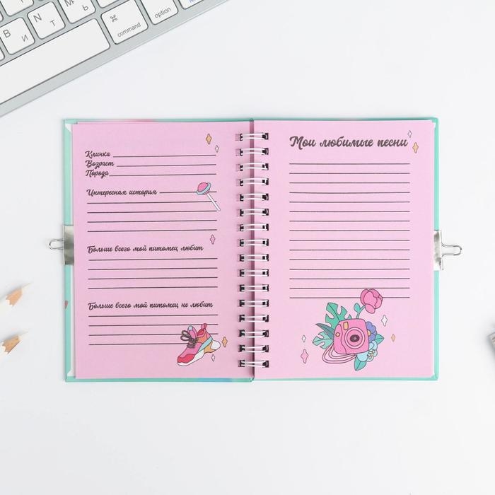 Анкета в твердой обложке на замочке «Анкета енотик», А6 40 л