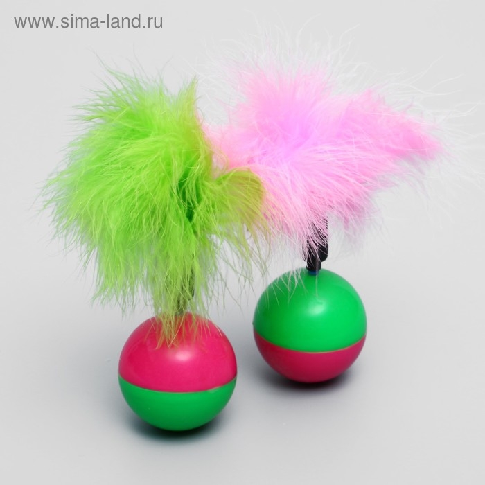 Игрушка-неваляшка для кошек с пухом, микс цветов Игрушка-неваляшка для кошек с пухом, микс цветов