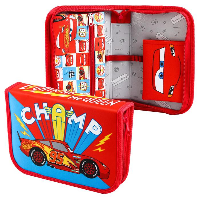 Пенал каркасный, 1 секция, 140х210х40 мм, откидной карман, тканевый, Тачки Пенал каркасный, 1 секция, 140х210х40 мм, откидной карман, тканевый, Тачки