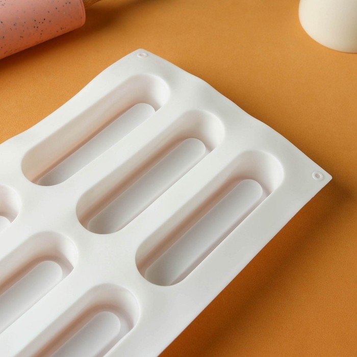 Форма для муссовых десертов и выпечки KONFINETTA «Венеция», силикон, 29,5×17×3 см, 6 ячеек, цвет белый Форма для муссовых десертов и выпечки KONFINETTA «Венеция», силикон, 29,5×17×3 см, 6 ячеек, цвет белый