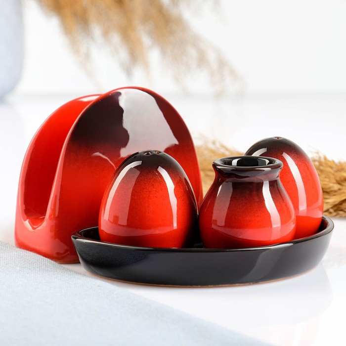 Набор для специй  Набор для специй "Премиум Кватро" 5 предметов, красный