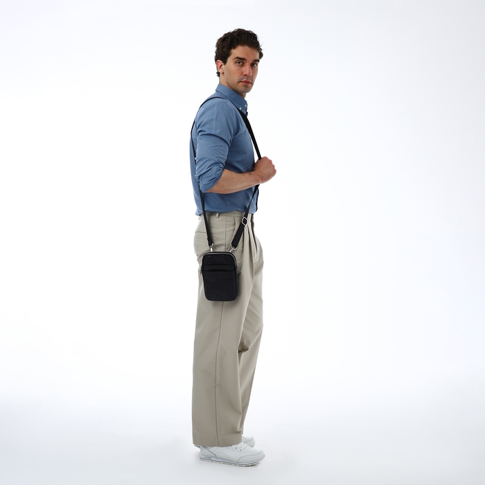 Сумка мужская через плечо TEXTURA, искусственная кожа, цвет чёрный Сумка мужская через плечо TEXTURA, искусственная кожа, цвет чёрный