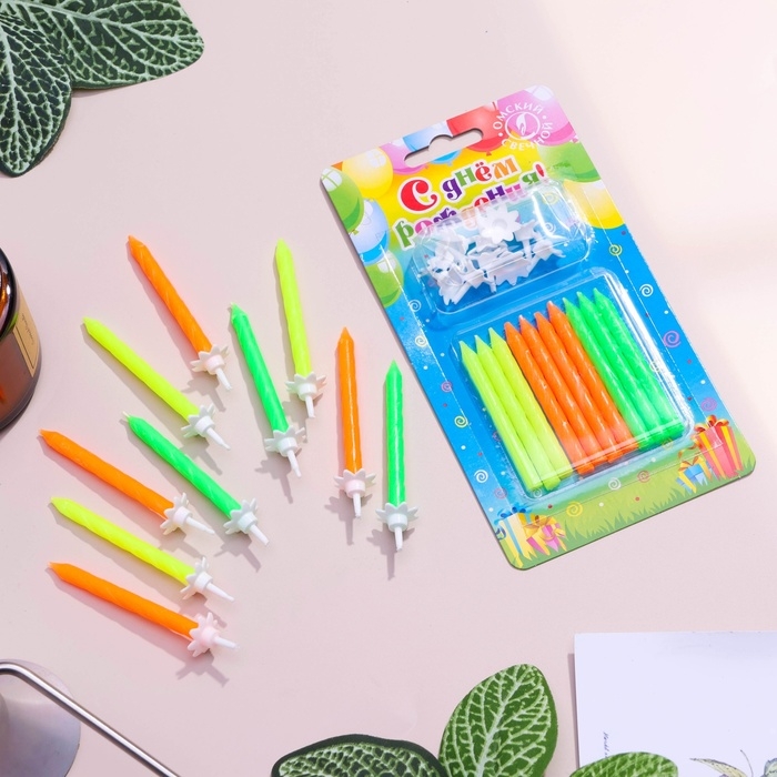 Свечи в торт Свечи в торт "Красочные", 6 см, классические, набор 10 шт