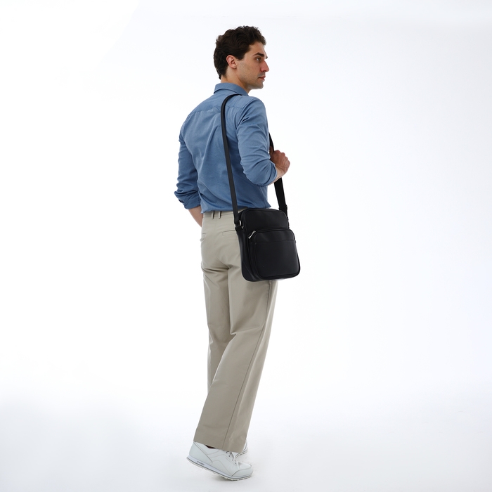 Сумка мужская через плечо TEXTURA, искусственная кожа, цвет чёрный Сумка мужская через плечо TEXTURA, искусственная кожа, цвет чёрный