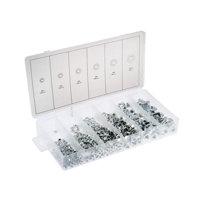 Набор гаек шестигранных ТУНДРА krep, 600 предметов Набор гаек шестигранных ТУНДРА krep, 600 предметов