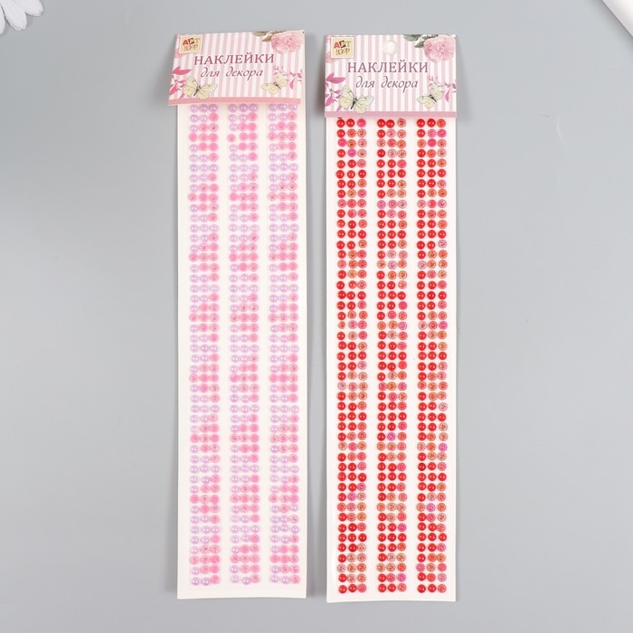 Наклейка пластик стразы Наклейка пластик стразы "Жемчужины и цветочки" МИКС 7х31 см