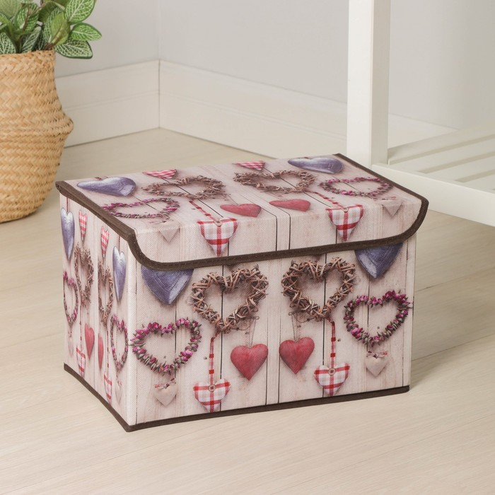 Короб стеллажный для хранения с крышкой «Сердца», 37×24×24 см Короб стеллажный для хранения с крышкой «Сердца», 37×24×24 см
