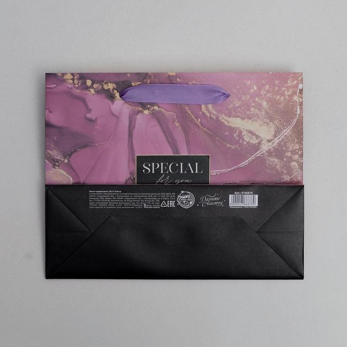 Пакет подарочный ламинированный горизонтальный, упаковка, «Special for you», 22 х 17.5 х 8 см Пакет подарочный ламинированный горизонтальный, упаковка, «Special for you», 22 х 17.5 х 8 см