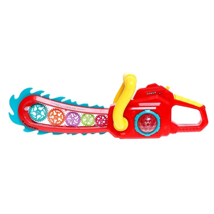 Бензопила с шестерёнками, световые и звуковые эффекты, работает от батареек Бензопила с шестерёнками, световые и звуковые эффекты, работает от батареек