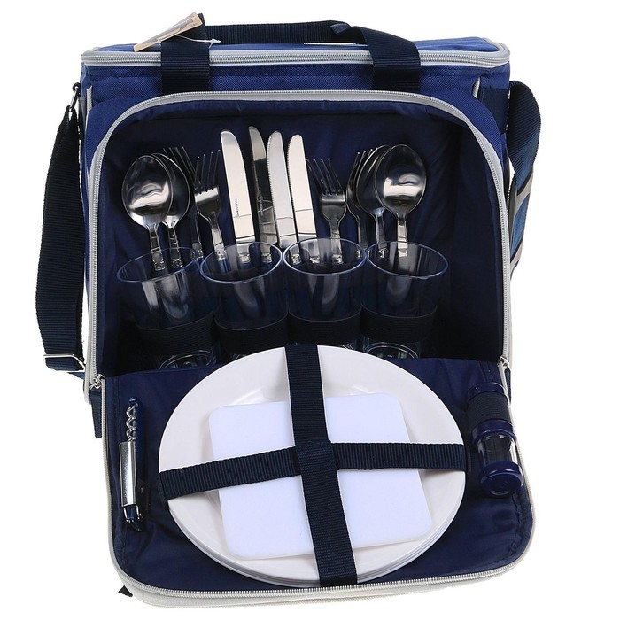 Термосумка  Термосумка "Арктика", с набором для пикника на 4 человека, 13.5 л, 31 х 34 х 24 см