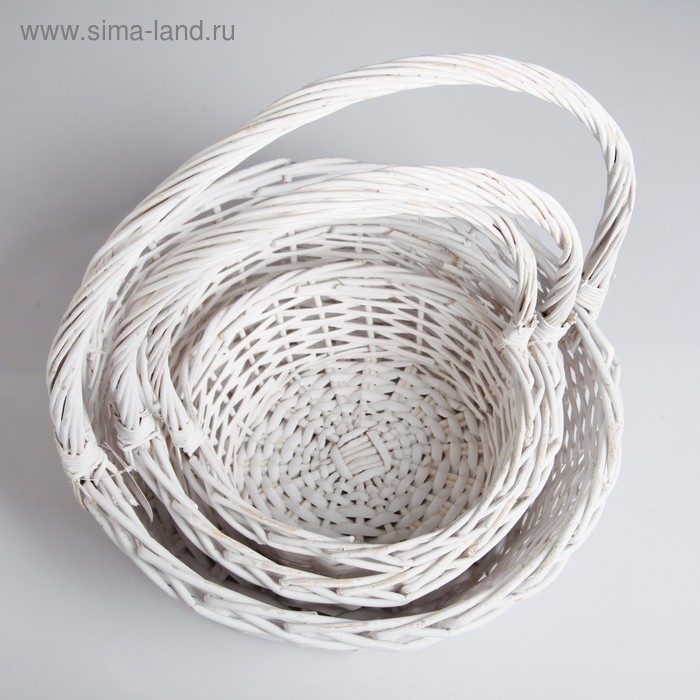 Набор корзин, 3 шт, 39×14/40 см,  30×12/35 см, 25×10/30 см, белый,  ива Набор корзин, 3 шт, 39×14/40 см,  30×12/35 см, 25×10/30 см, белый,  ива