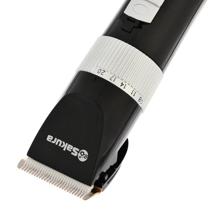 Машинка для стрижки Sakura SA-5177BK, 4 насадки, 3/6/9/12 мм, керамика, АКБ, чёрная Машинка для стрижки Sakura SA-5177BK, 4 насадки, 3/6/9/12 мм, керамика, АКБ, чёрная