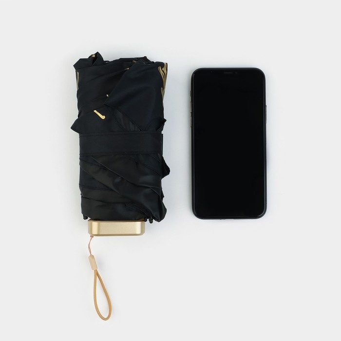 Зонт женский «Чёрное золото», 6 спиц, складывается в размер телефона. Зонт женский «Чёрное золото», 6 спиц, складывается в размер телефона.