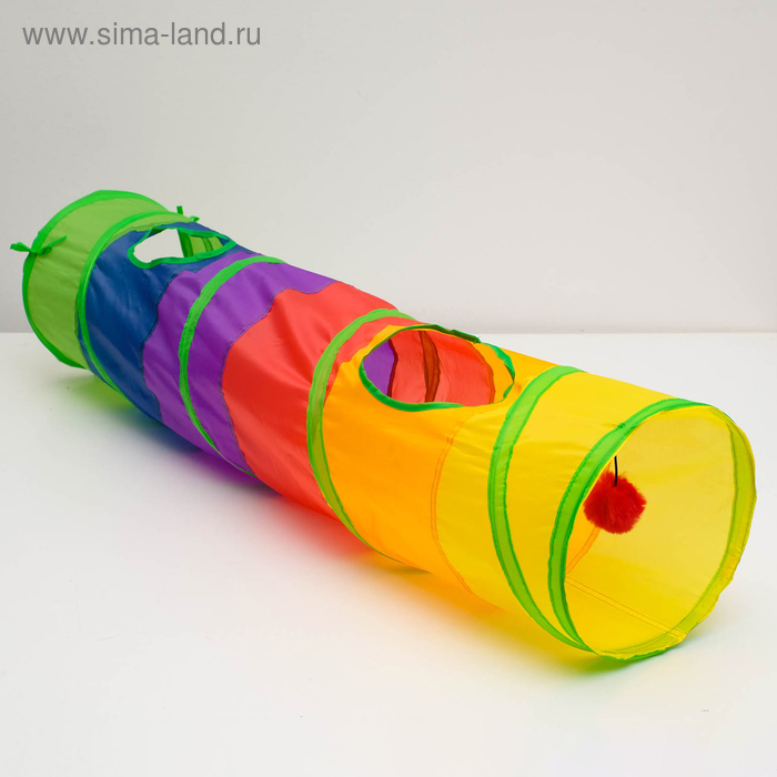 Туннель для кошек с игрушкой, 120 х 25 см, разноцветный Туннель для кошек с игрушкой, 120 х 25 см, разноцветный