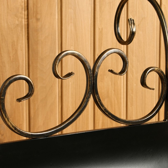 Каминный набор КН-6-4 кованый с дровницей, цвет бронза, 3 предмета: кочерга, совок, метёлка