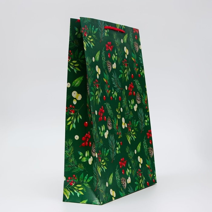 Новый год. Пакет подарочный "Веточки", 33 х 42,5 х 10 см.