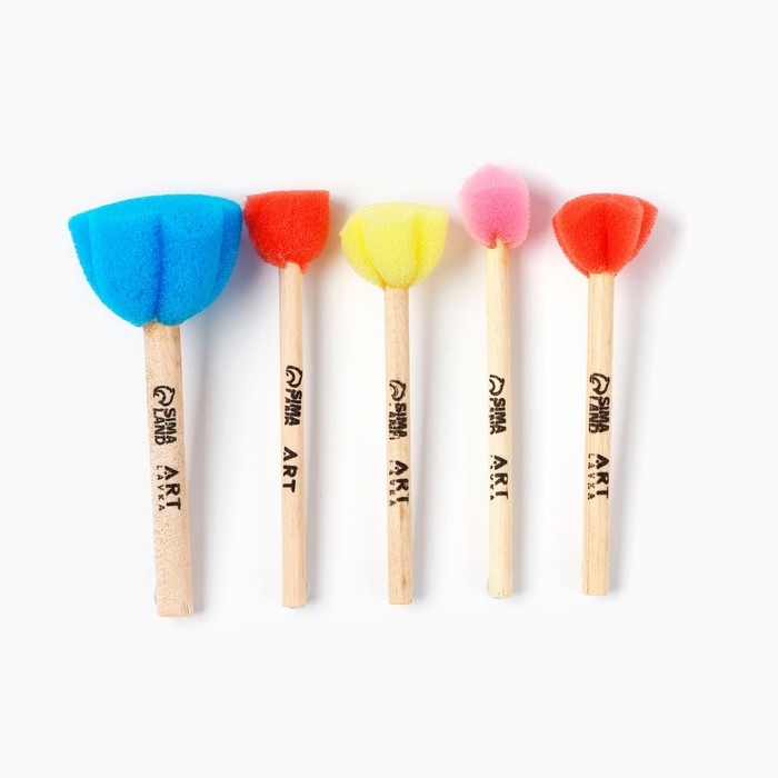 Кисть для рисования спонж набор 5 штук, цветные, фигурные «Кот-Художник» Кисть для рисования спонж набор 5 штук, цветные, фигурные «Кот-Художник»