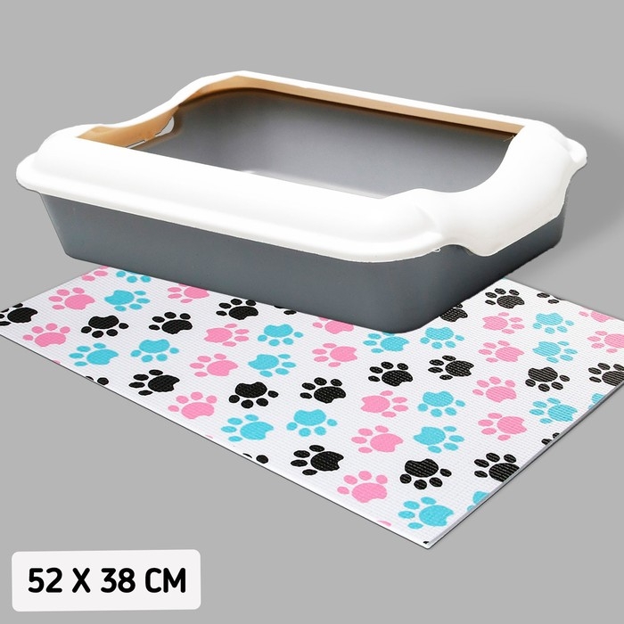 Коврик под миску «Лапки темные», 52х38х0,3см Коврик под миску «Лапки темные», 52х38х0,3см