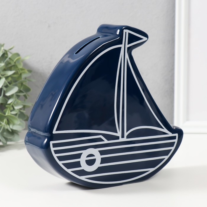 Копилка керамика  Копилка керамика "Парусник" синий 20х5,2х19,5 см
