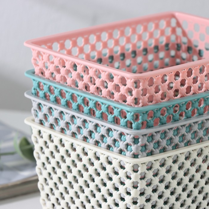 Корзина для хранения «Баскет», пластик, 14,5×11,5×8 см, цвет МИКС Корзина для хранения «Баскет», пластик, 14,5×11,5×8 см, цвет МИКС
