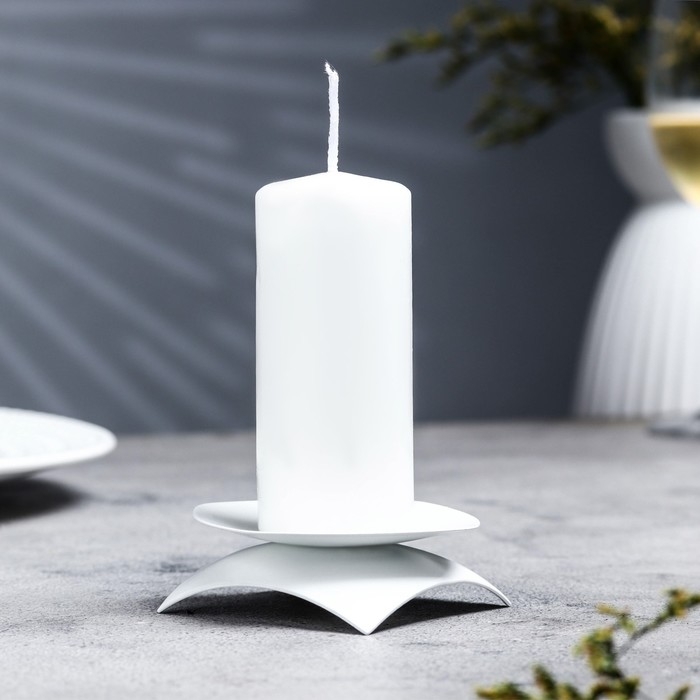Подсвечник Подсвечник "Кварта Н" металл на 1 свечу, 9,5х3 см, белый