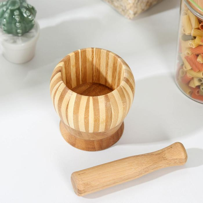Ступка с пестиком Доляна «Полоски», 11×10×10 см Ступка с пестиком Доляна «Полоски», 11×10×10 см