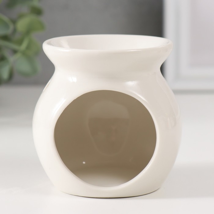 Аромалампа керамика Аромалампа керамика "Цветок в горшке" белая 7,2х7,2х7,8 см