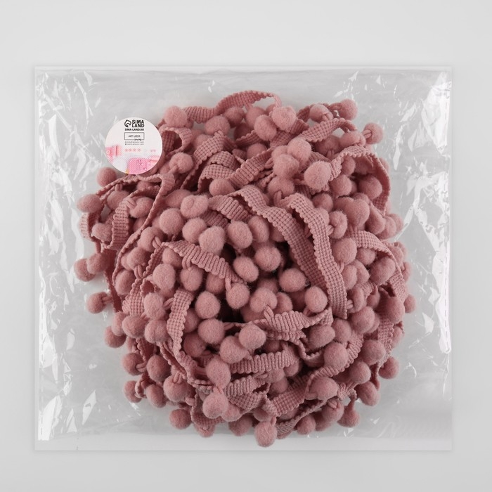 Тесьма декоративная с помпонами, 25 ± 5 мм, 8 ± 0,5 м, цвет пудровый Тесьма декоративная с помпонами, 25 ± 5 мм, 8 ± 0,5 м, цвет пудровый