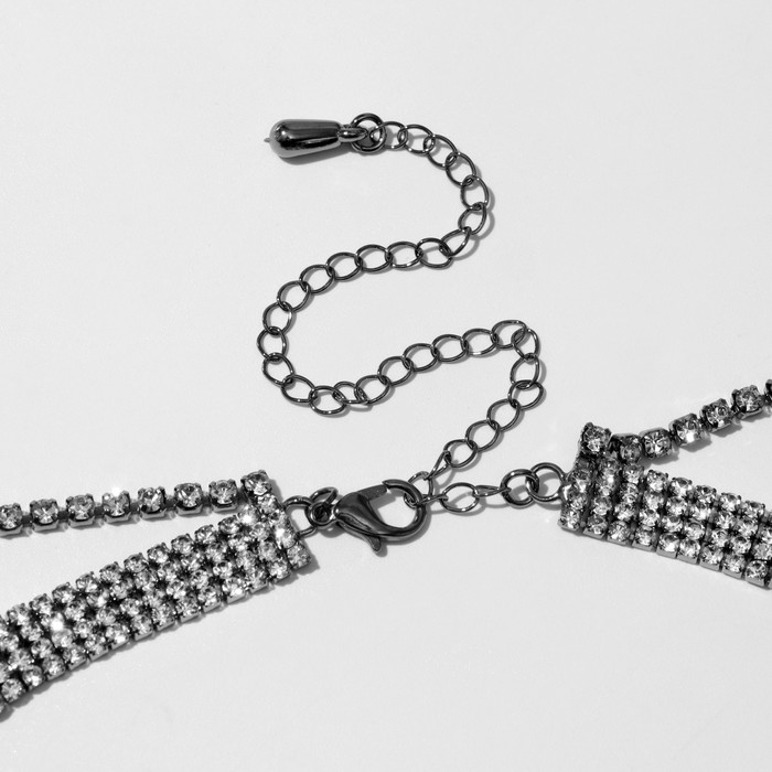 Чокер «Лёд», цвет белый в сером металле 4 ряда, 44,5 см Чокер «Лёд», цвет белый в сером металле 4 ряда, 44,5 см