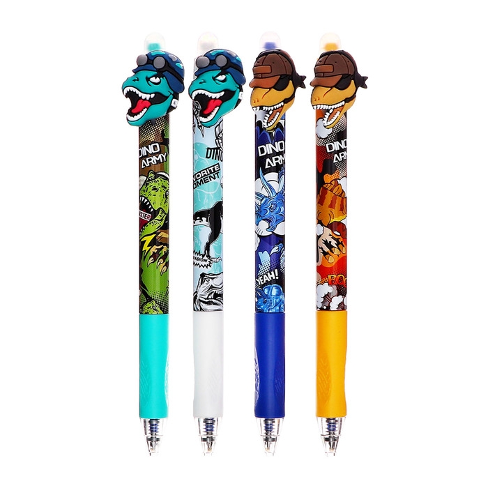 Ручка гелевая СТИРАЕМЫЕ ЧЕРНИЛА, стержень синий, 0.5 мм, автомат, корпус Динозавр МИКС Ручка гелевая СТИРАЕМЫЕ ЧЕРНИЛА, стержень синий, 0.5 мм, автомат, корпус Динозавр МИКС