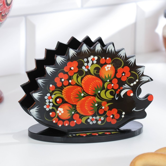 Салфетница «Ежик», 13х10 см, хохлома Салфетница «Ежик», 13х10 см, хохлома