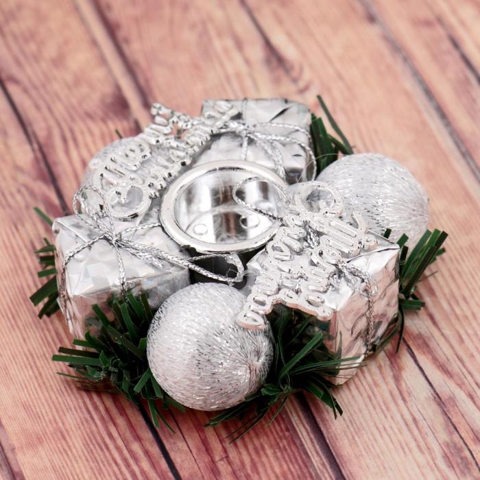 Подсвечник на одну свечу Подсвечник на одну свечу "Подарок" отв d-2 см, серебро