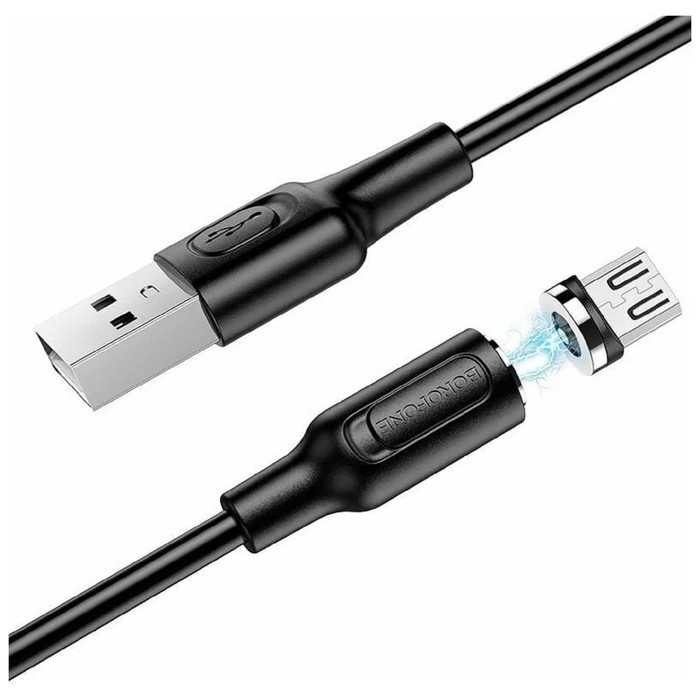Кабель Borofone BX41, microUSB - USB, магнитный, 2.4 А, 1 м, PVC оплётка, чёрный Кабель Borofone BX41, microUSB - USB, магнитный, 2.4 А, 1 м, PVC оплётка, чёрный