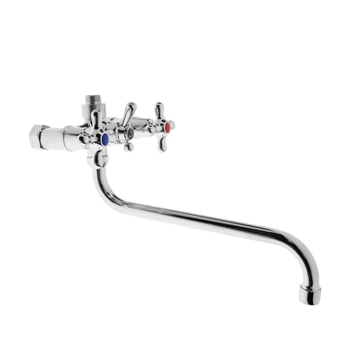 Смеситель для ванны  Смеситель для ванны "Центр Сантехники" 15417, двухвентильный, настенный, с душевым набором, хром