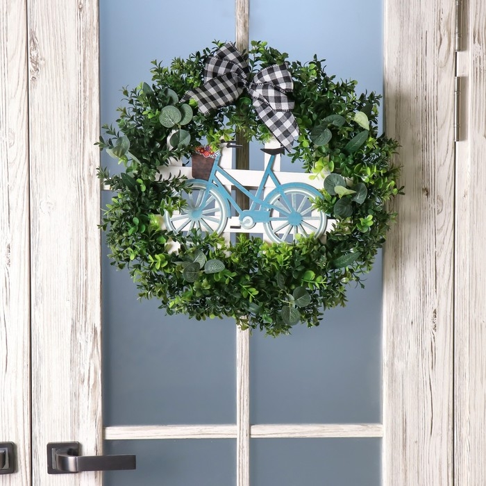 Венок на дверь интерьерный Венок на дверь интерьерный "Велосипед" 48х48 см