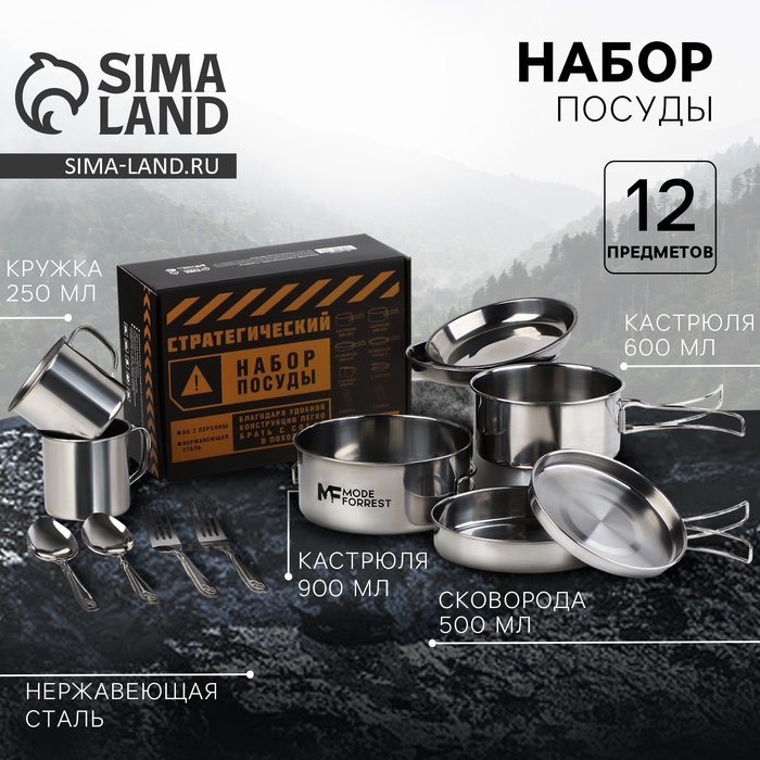 Набор посуды для пикника «Стратегический набор», 12 предметов Набор посуды для пикника «Стратегический набор», 12 предметов